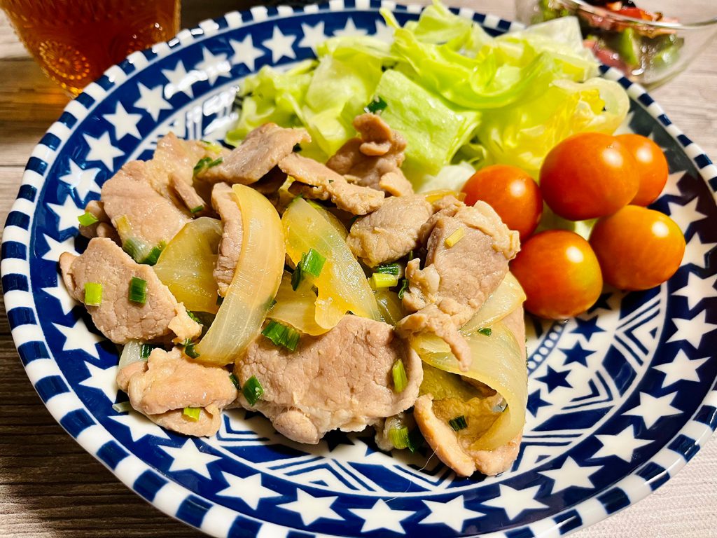 糖尿病　昼食　豚肉の生姜焼き